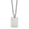 Chisel Stainless Steel Polished Rectangle Dog Tag on a 24 inch Curb Chain Necklace