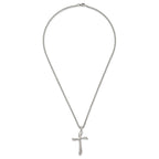 Chisel Stainless Steel Polished Wavy Cross Pendant on a 22 inch Curb Chain Necklace