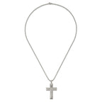 Chisel Stainless Steel Polished and Textured Cross Pendant on a 24 inch Ball Chain Necklace