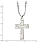 Chisel Stainless Steel Polished and Textured Cross Pendant on a 24 inch Ball Chain Necklace