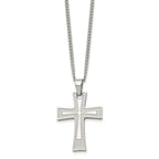 Chisel Stainless Steel Brushed and Polished Cross Pendant on a 24 inch Cable Chain Necklace