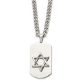 Chisel Stainless Steel Polished Star of David Dog Tag on a 24 inch Curb Chain Necklace