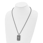 Chisel Stainless Steel Antiqued Polished and Textured Cross Shield Dog Tag on a 24 inch Ball Chain Necklace
