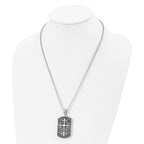 Stainless Steel Polished w/Black Enamel Cross Dog Tag 22in Necklace