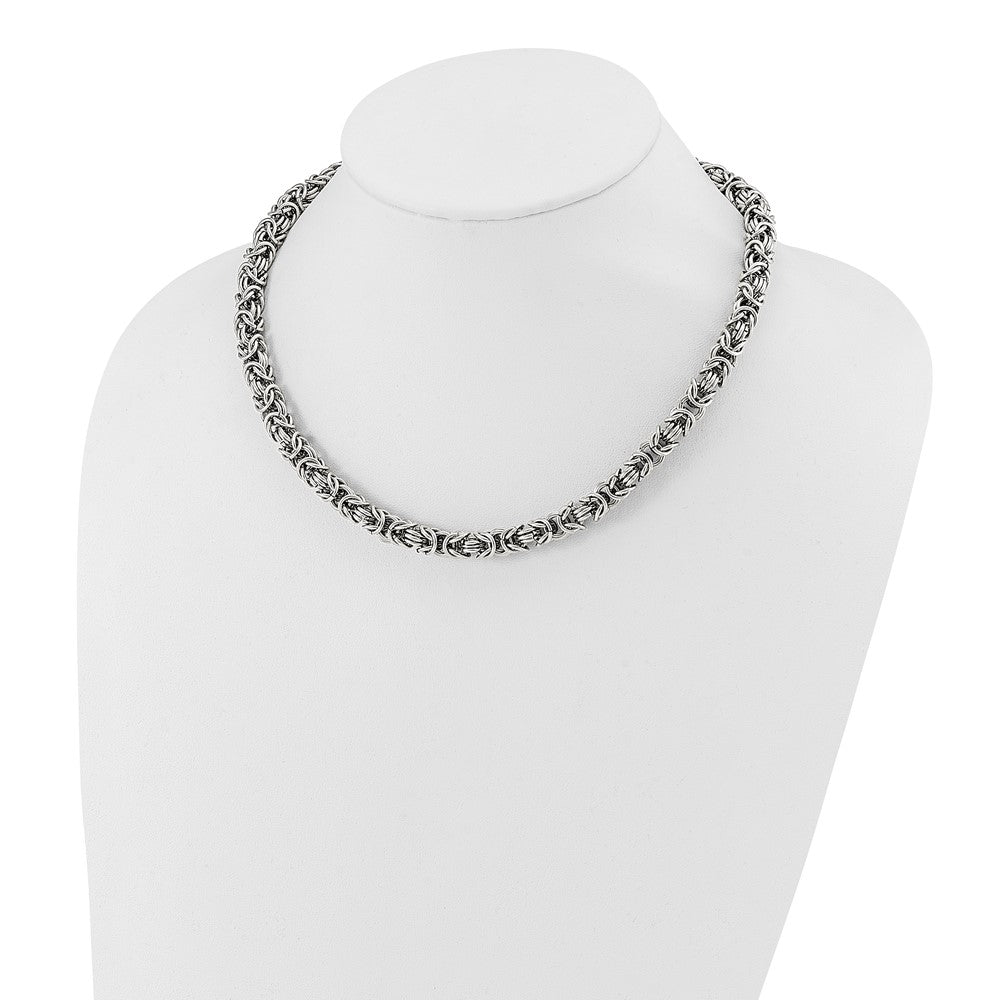 Chisel Stainless Steel Polished Byzantine Link Necklace