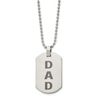 Chisel Stainless Steel Polished and Lasered DAD Dog Tag on a 24 inch Ball Chain Necklace