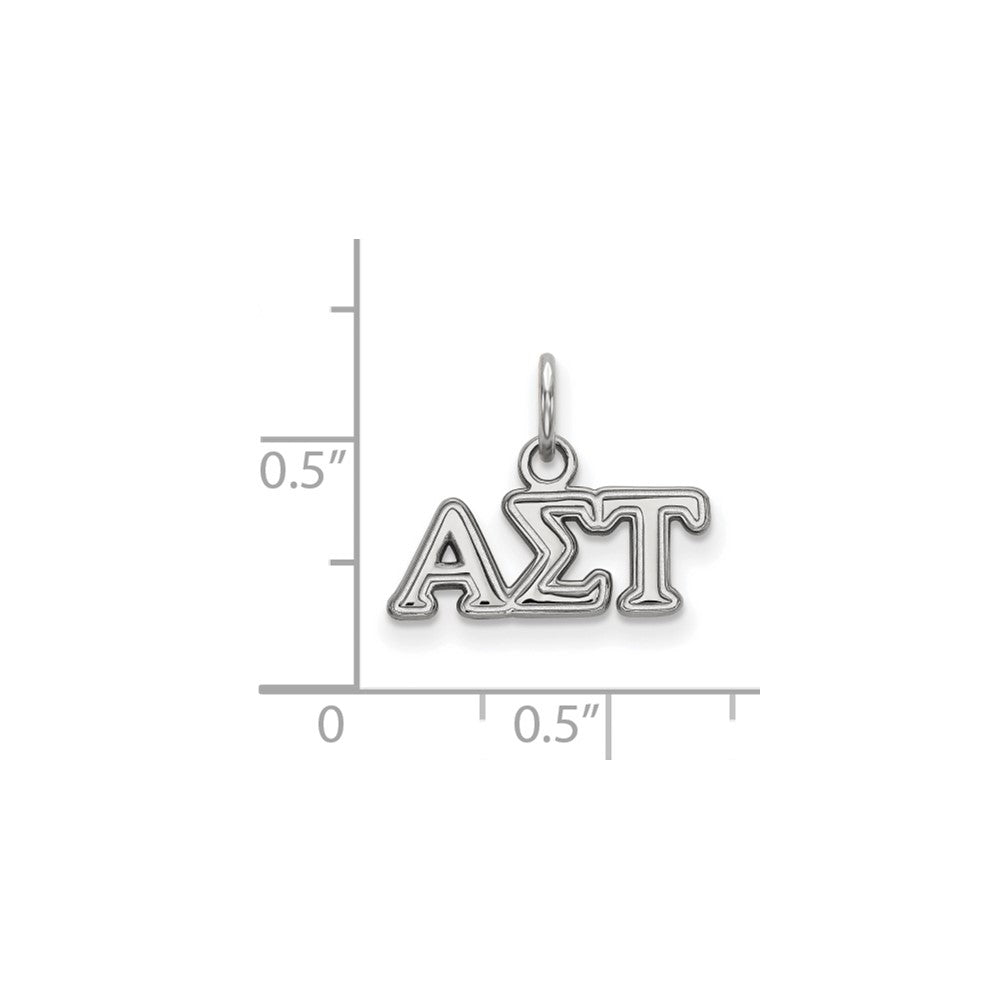 Sterling Silver Rhodium-plated LogoArt Alpha Sigma Tau Sorority Greek Letters Extra Small Pendant