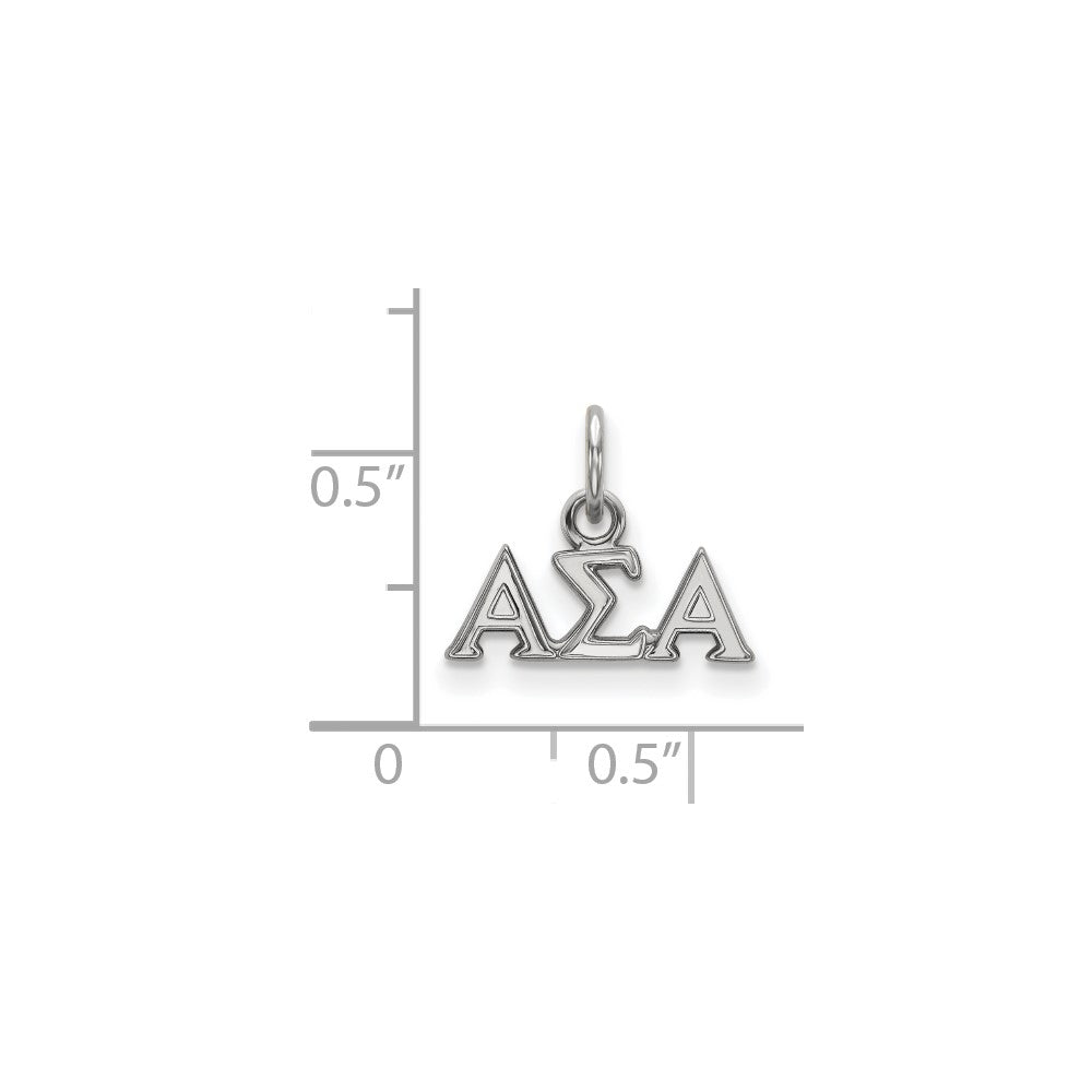 Sterling Silver Rhodium-plated LogoArt Alpha Sigma Alpha Sorority Greek Letters Extra Small Pendant