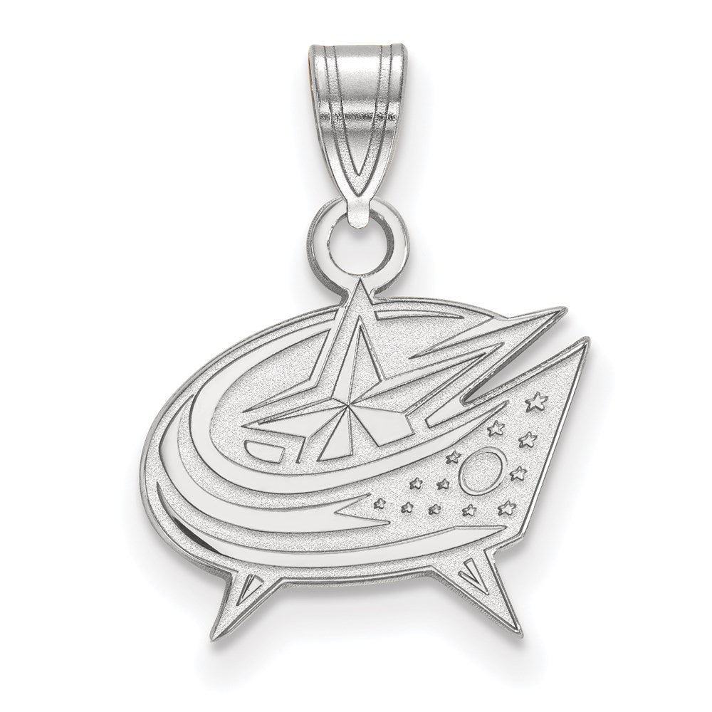 Sterling Silver Rhodium-plated NHL LogoArt Columbus Blue Jackets Small Pendant