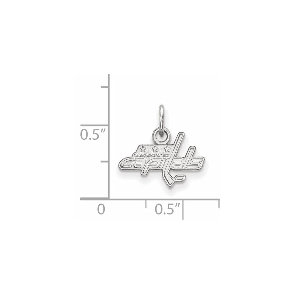 Sterling Silver Rhodium-plated NHL LogoArt Washington Capitals Extra Small Pendant