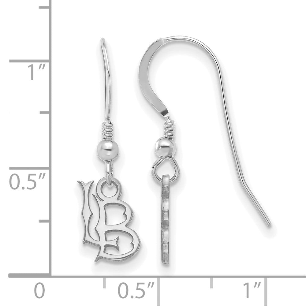 Sterling Silver Rhodium-plated LogoArt California State University Long Beach L-B Extra Small Dangle Wire Earrings