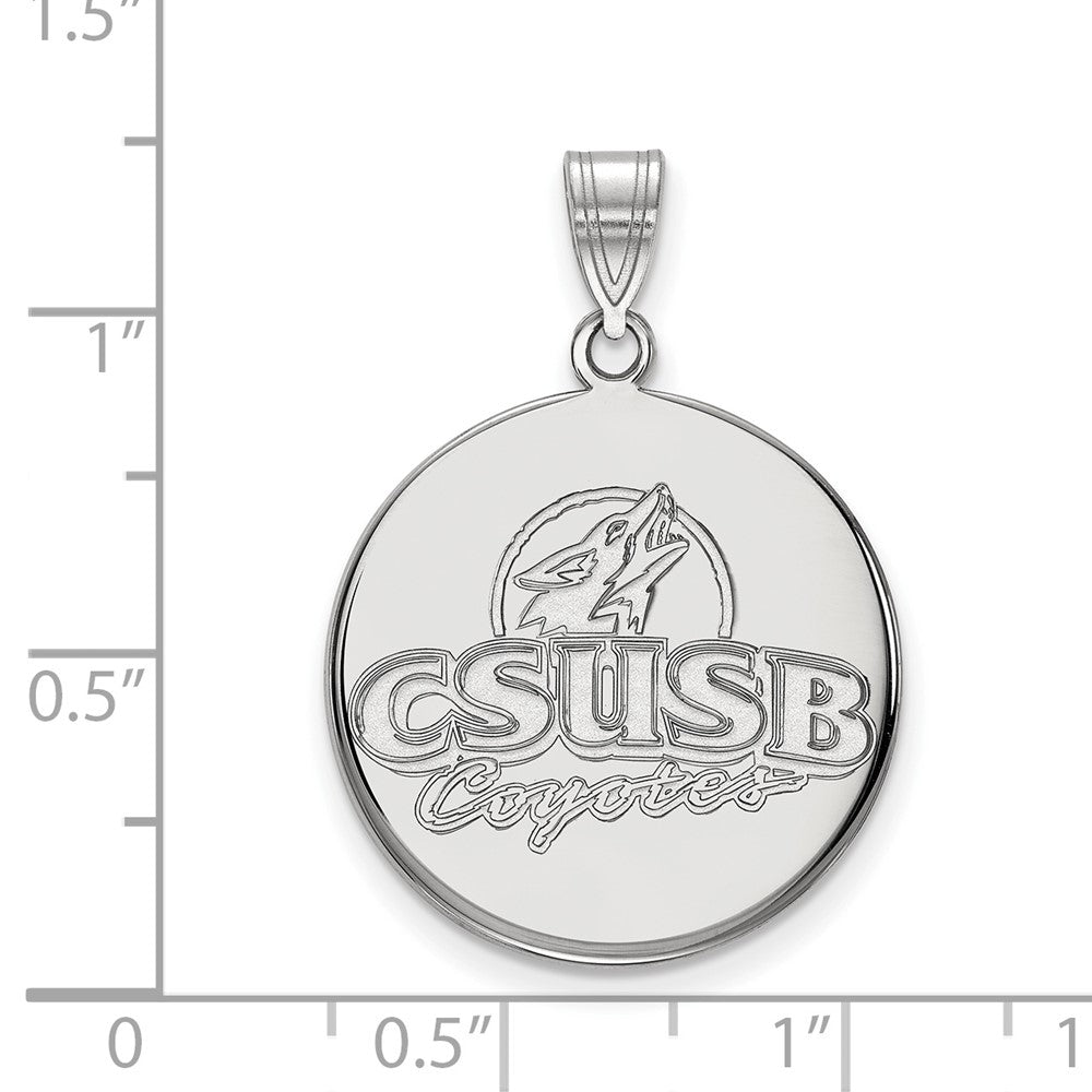 Sterling Silver Rhodium-plated LogoArt California State University San Bernardino Coyotes Large Disc Pendant