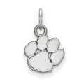 Sterling Silver Rhodium-plated LogoArt Clemson University Tiger Paw Extra Small Pendant