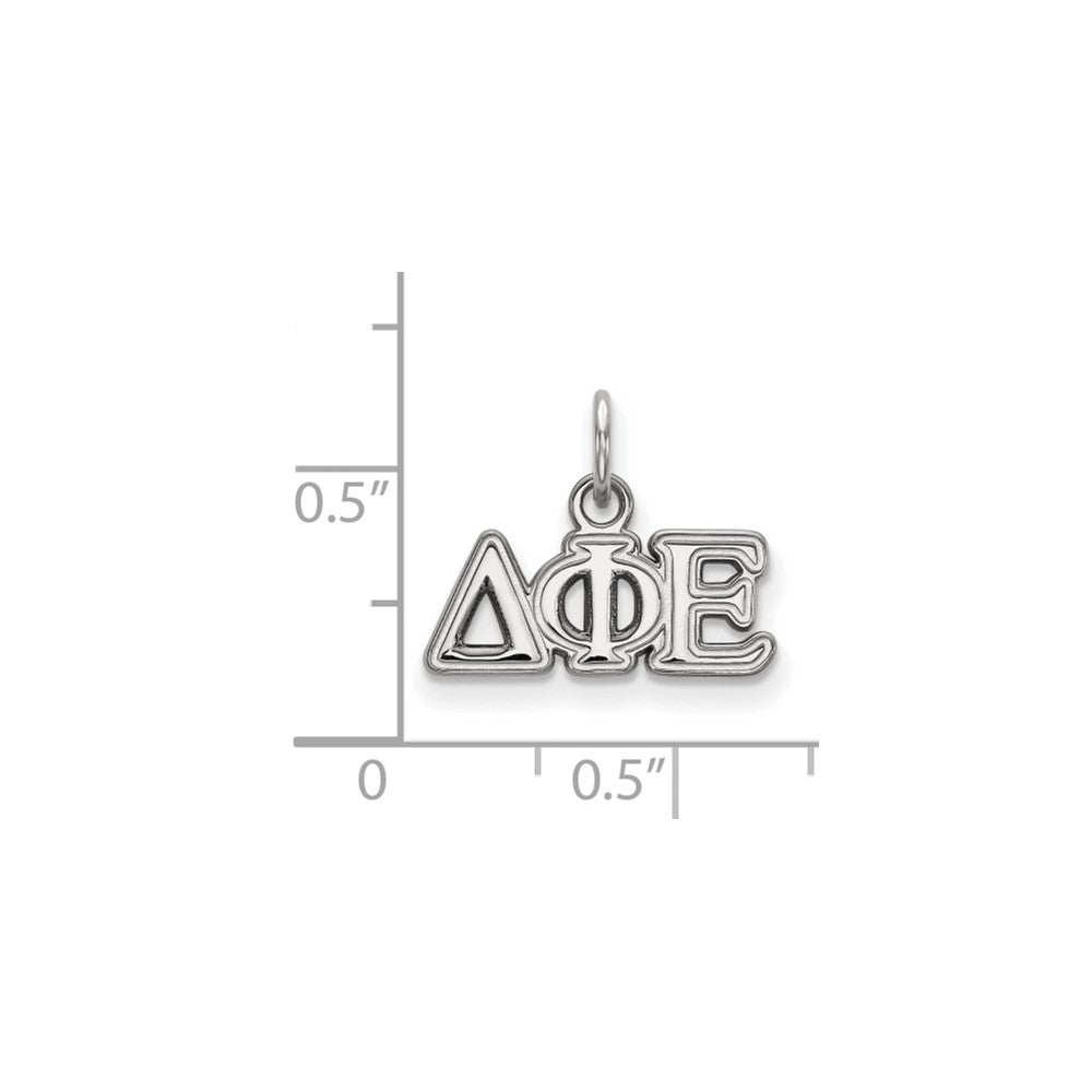 Sterling Silver Rhodium-plated LogoArt Delta Phi Epsilon Sorority Greek Letters Extra Small Pendant