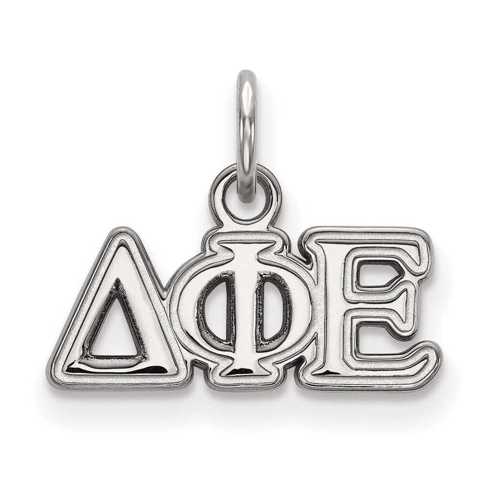 Sterling Silver Rhodium-plated LogoArt Delta Phi Epsilon Sorority Greek Letters Extra Small Pendant