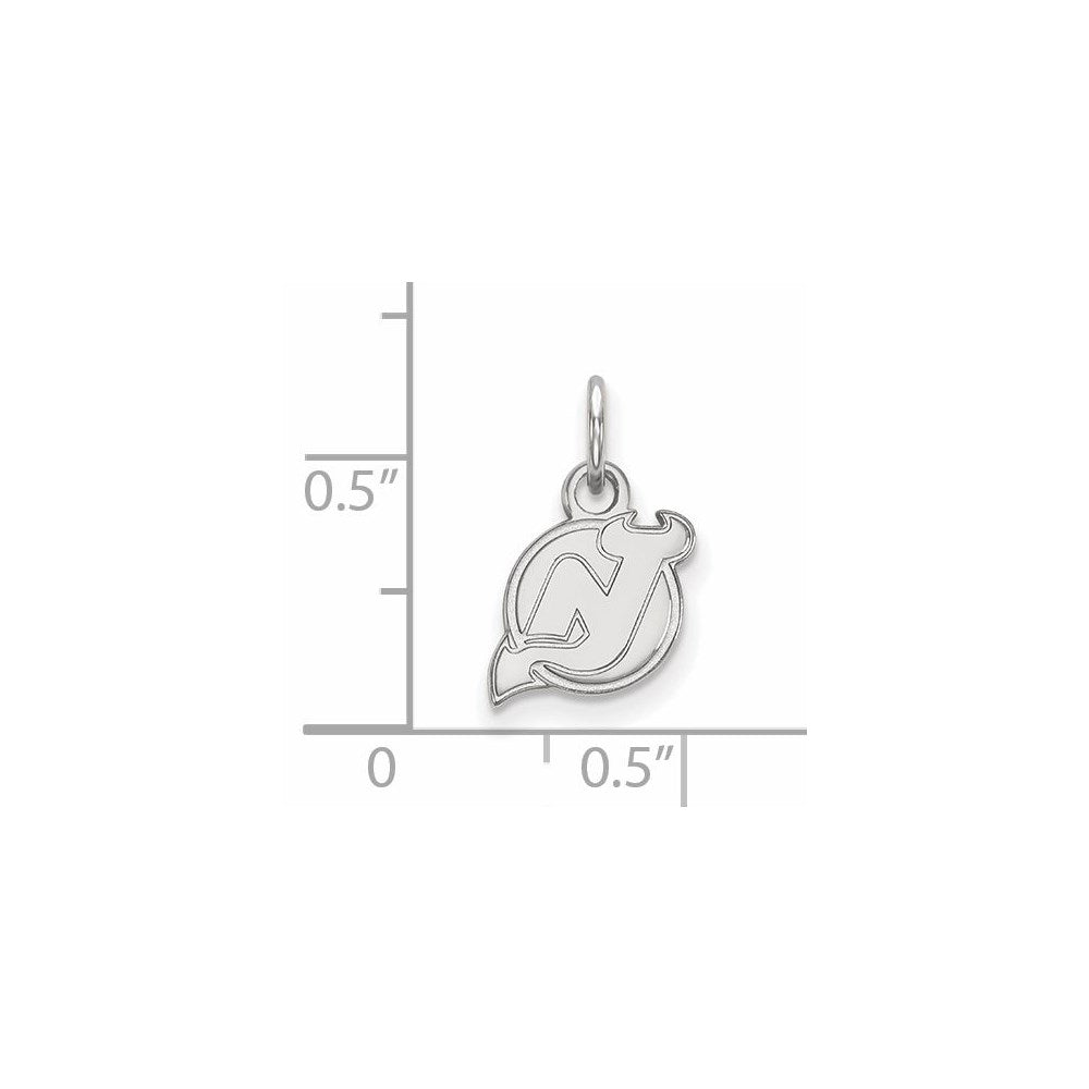 Sterling Silver Rhodium-plated NHL LogoArt New Jersey Devils Extra Small Pendant