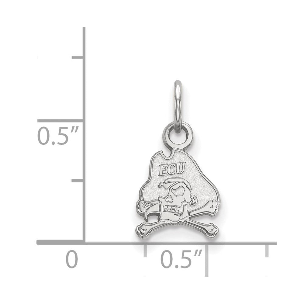 Sterling Silver Rhodium-plated LogoArt East Carolina University Pirate Extra Small Pendant