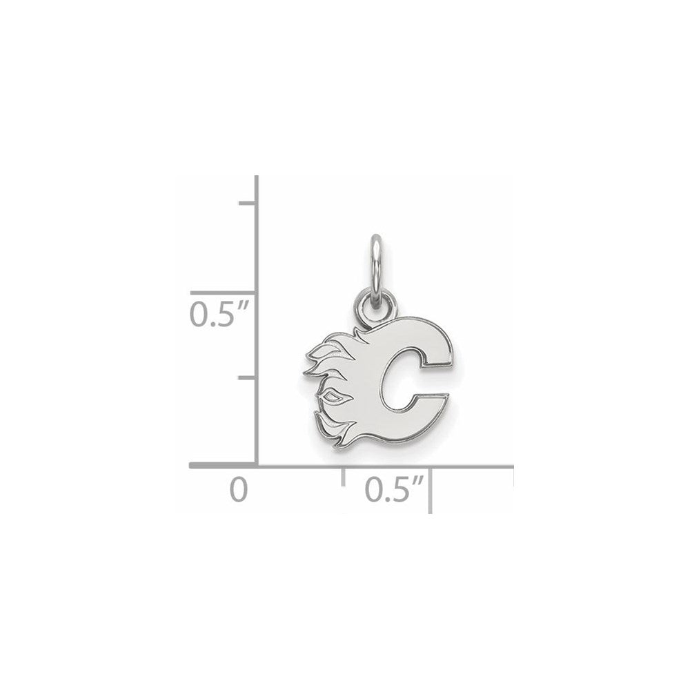 10k White Gold NHL LogoArt Calgary Flames Letter C Extra Small Pendant