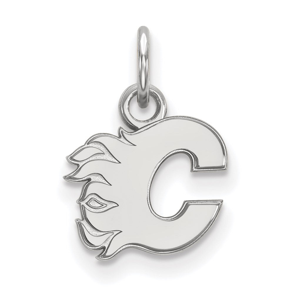 10k White Gold NHL LogoArt Calgary Flames Letter C Extra Small Pendant