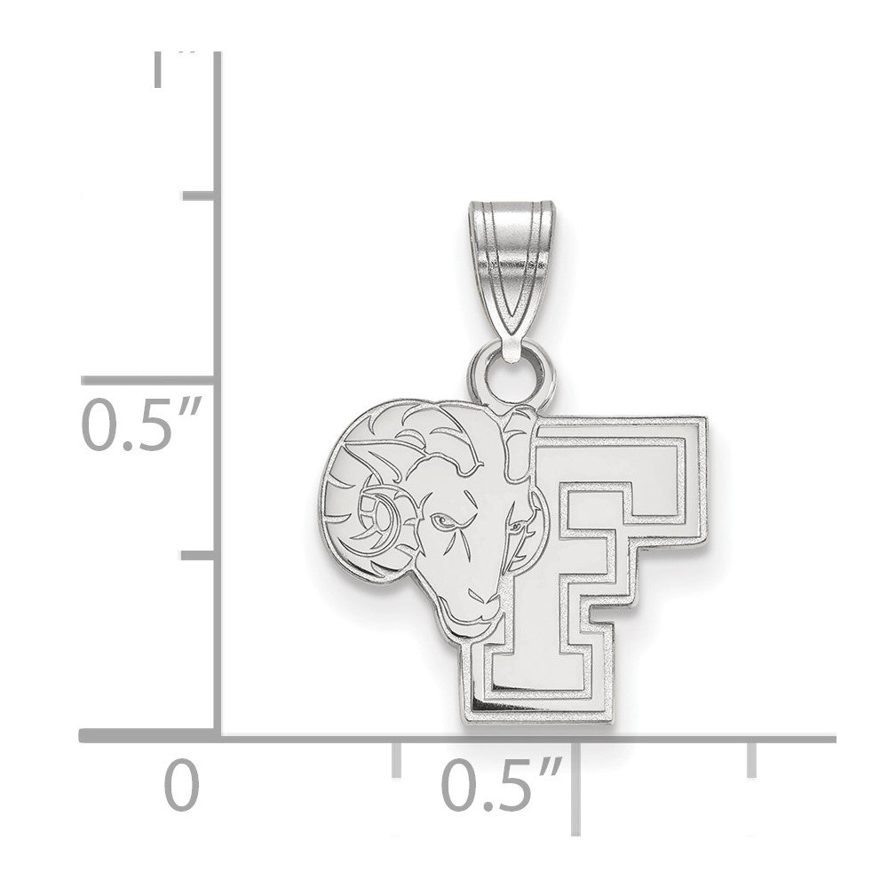 10k White Gold LogoArt Fordham University Ram Small Pendant
