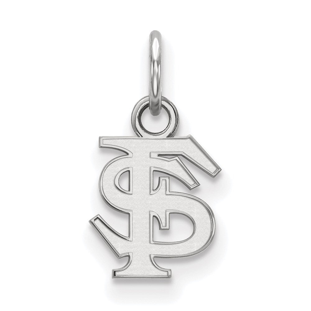 Sterling Silver Rhodium-plated LogoArt Florida State University F-S Extra Small Pendant