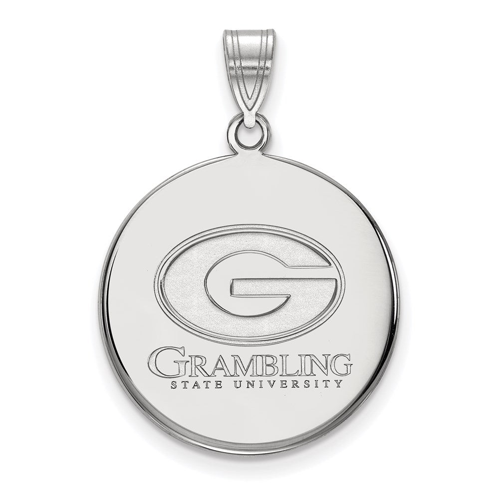 Sterling Silver Rhodium-plated LogoArt Grambling State University Large Disc Pendant