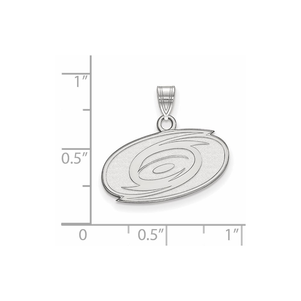 Sterling Silver Rhodium-plated NHL LogoArt Carolina Hurricanes Small Pendant