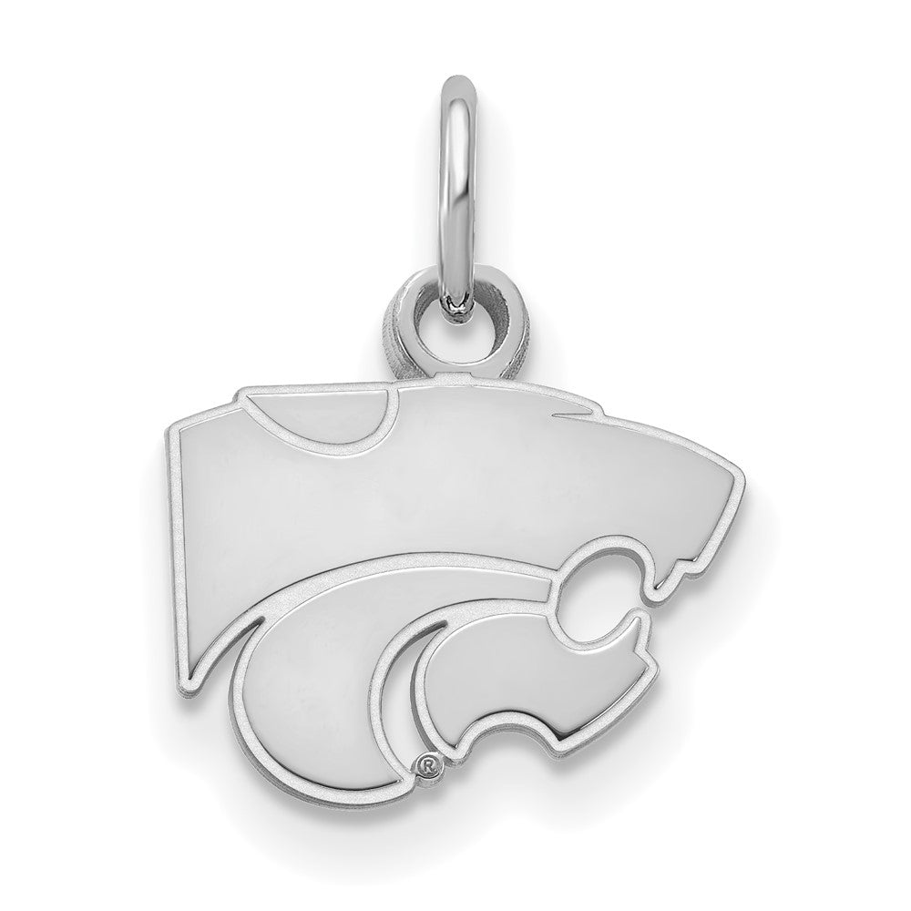 Sterling Silver Rhodium-plated LogoArt Kansas State University Wildcat Extra Small Pendant