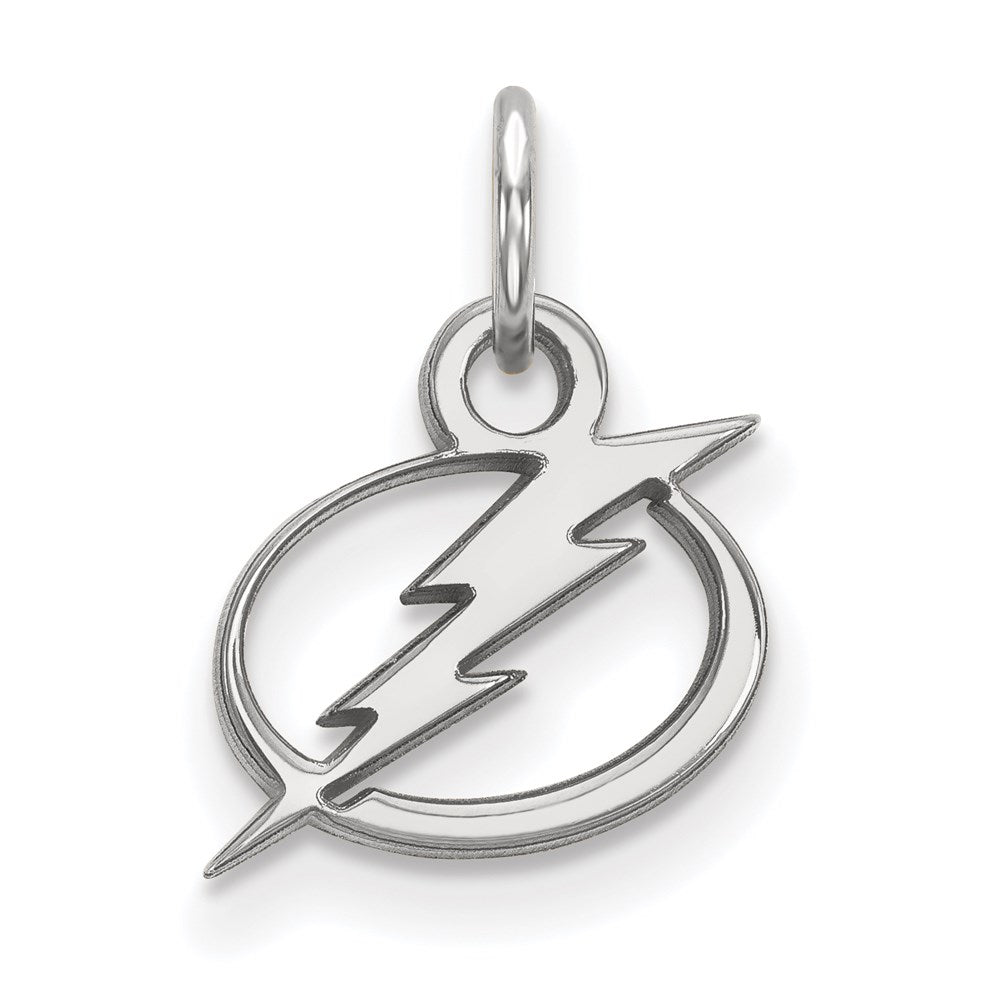 Sterling Silver Rhodium-plated NHL LogoArt Tampa Bay Lightning Extra Small Pendant