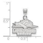 Sterling Silver Rhodium-plated LogoArt Longwood University Lancers Small Pendant