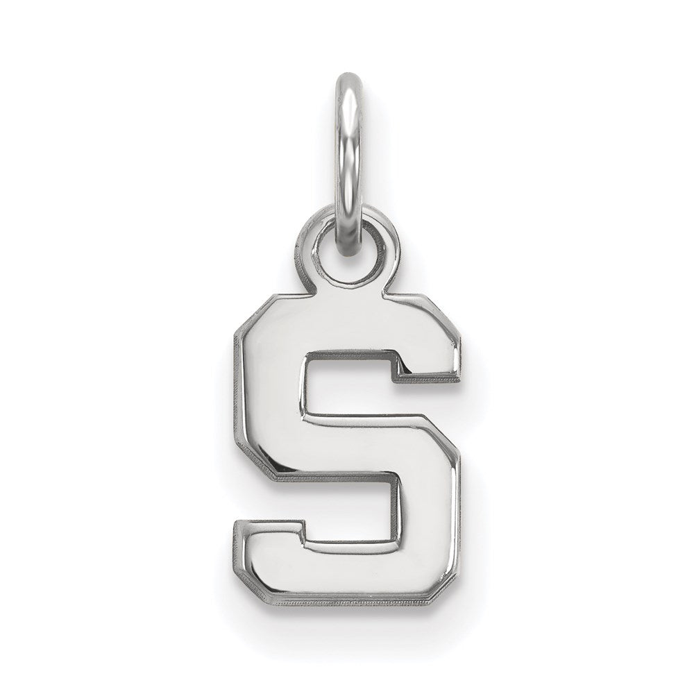 14k White Gold LogoArt Michigan State University Letter S Extra Small Pendant