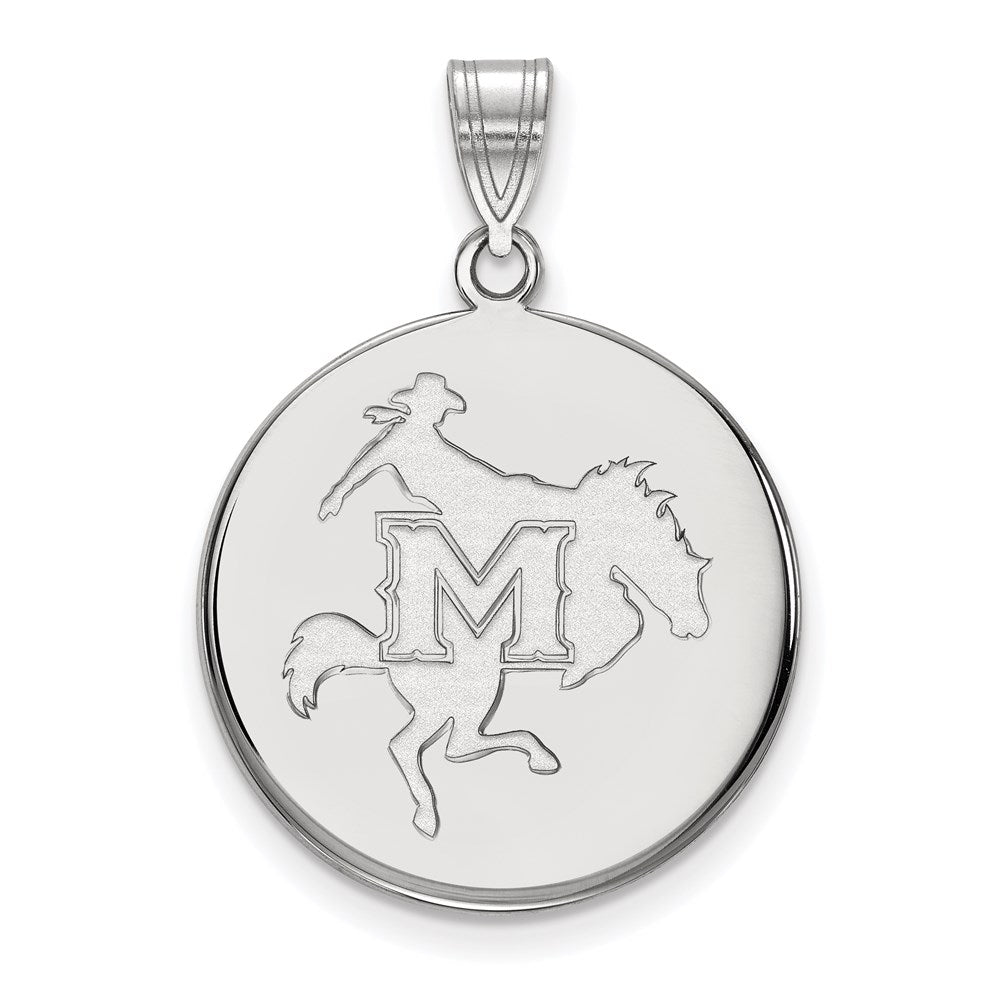 Sterling Silver Rhodium-plated LogoArt McNeese State University Large Disc Pendant