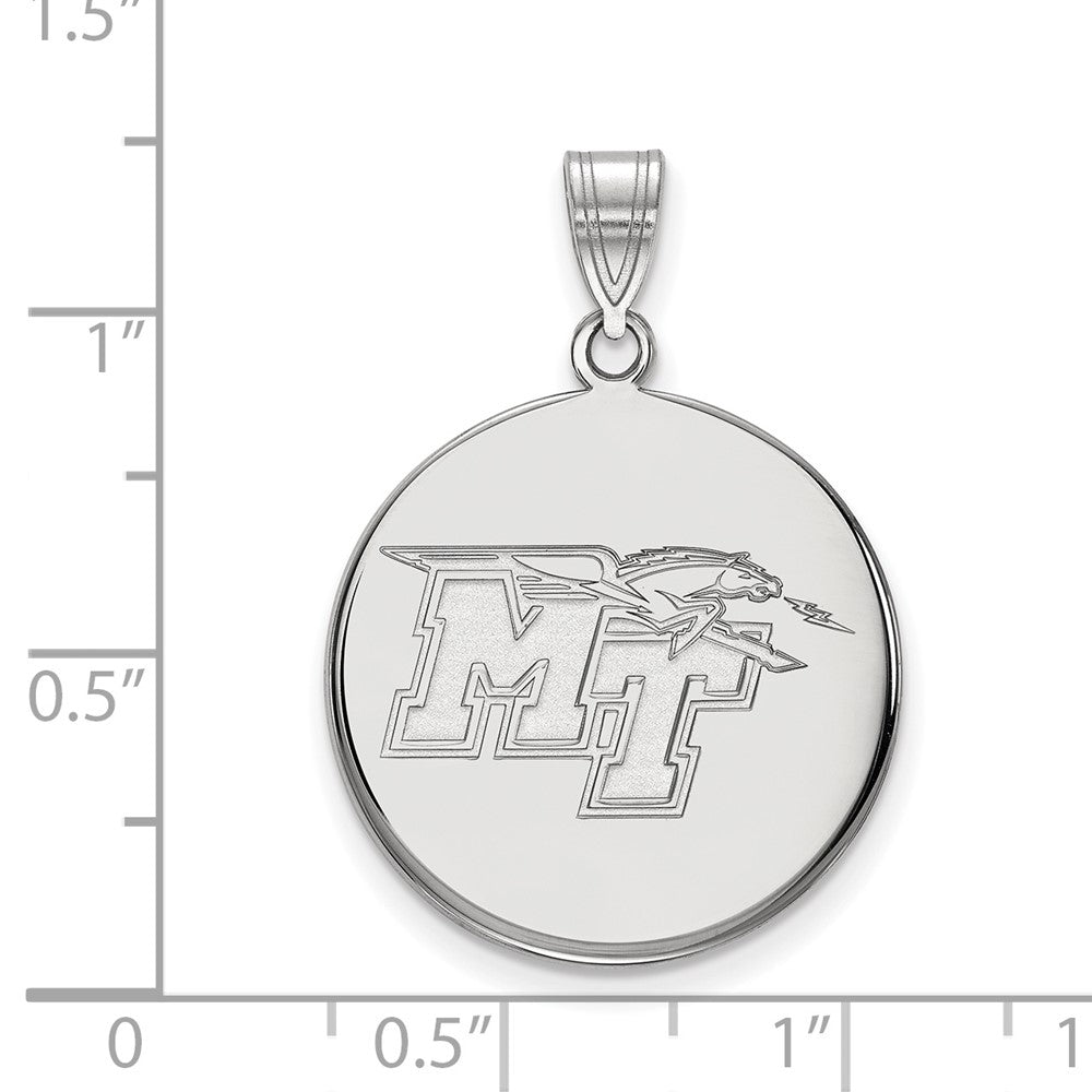 14k White Gold LogoArt Middle Tennessee State University M-T Large Disc Pendant