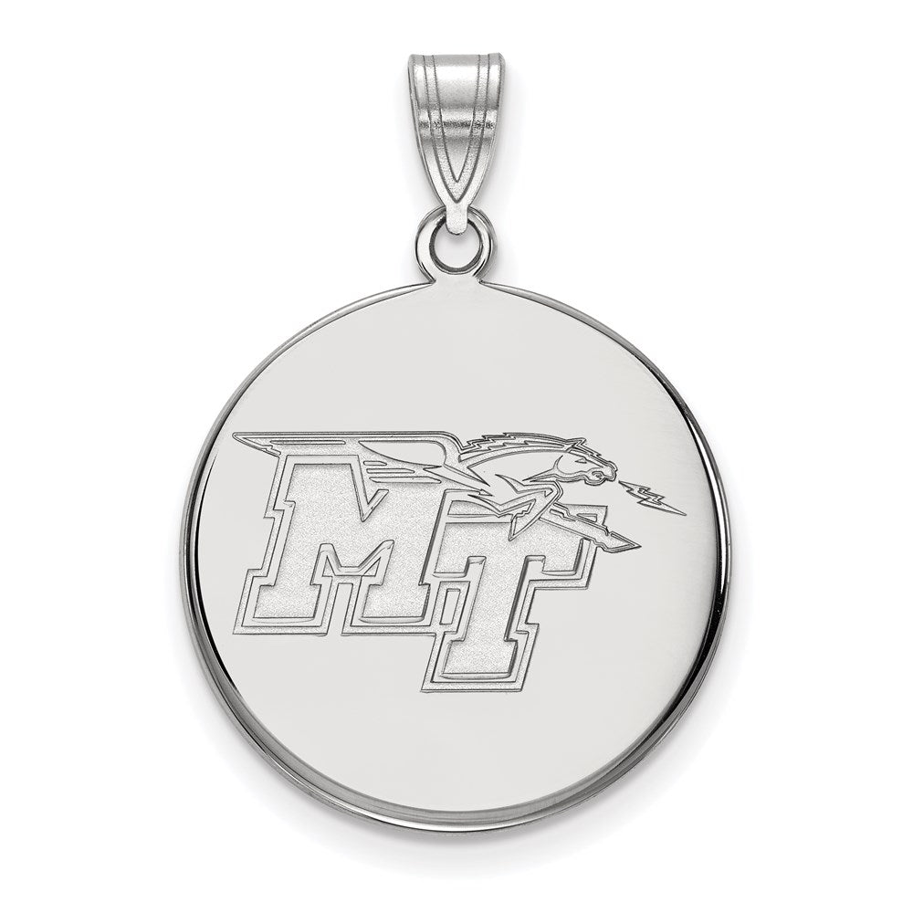 14k White Gold LogoArt Middle Tennessee State University M-T Large Disc Pendant