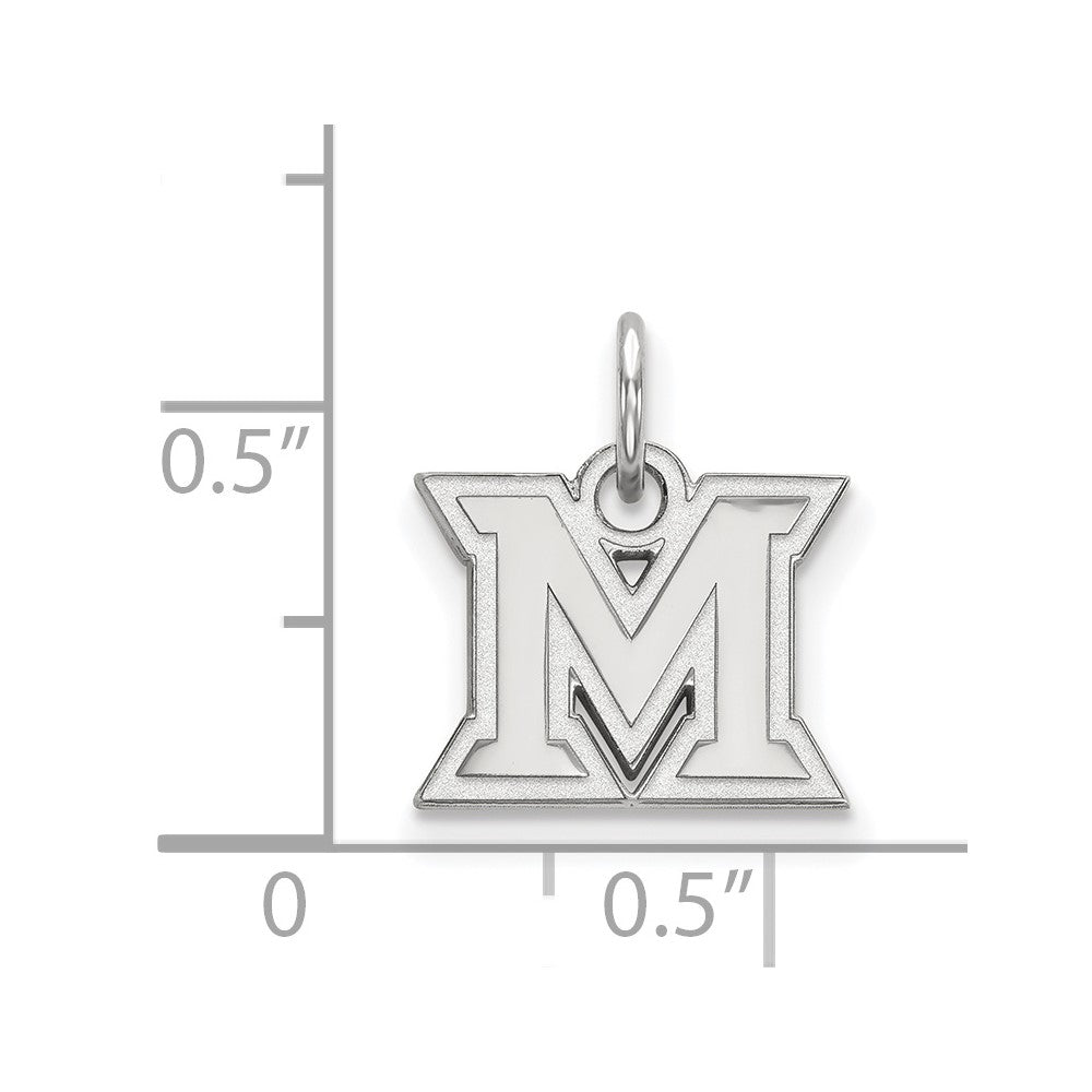 14k White Gold LogoArt Miami University Ohio Letter M Extra Small Pendant