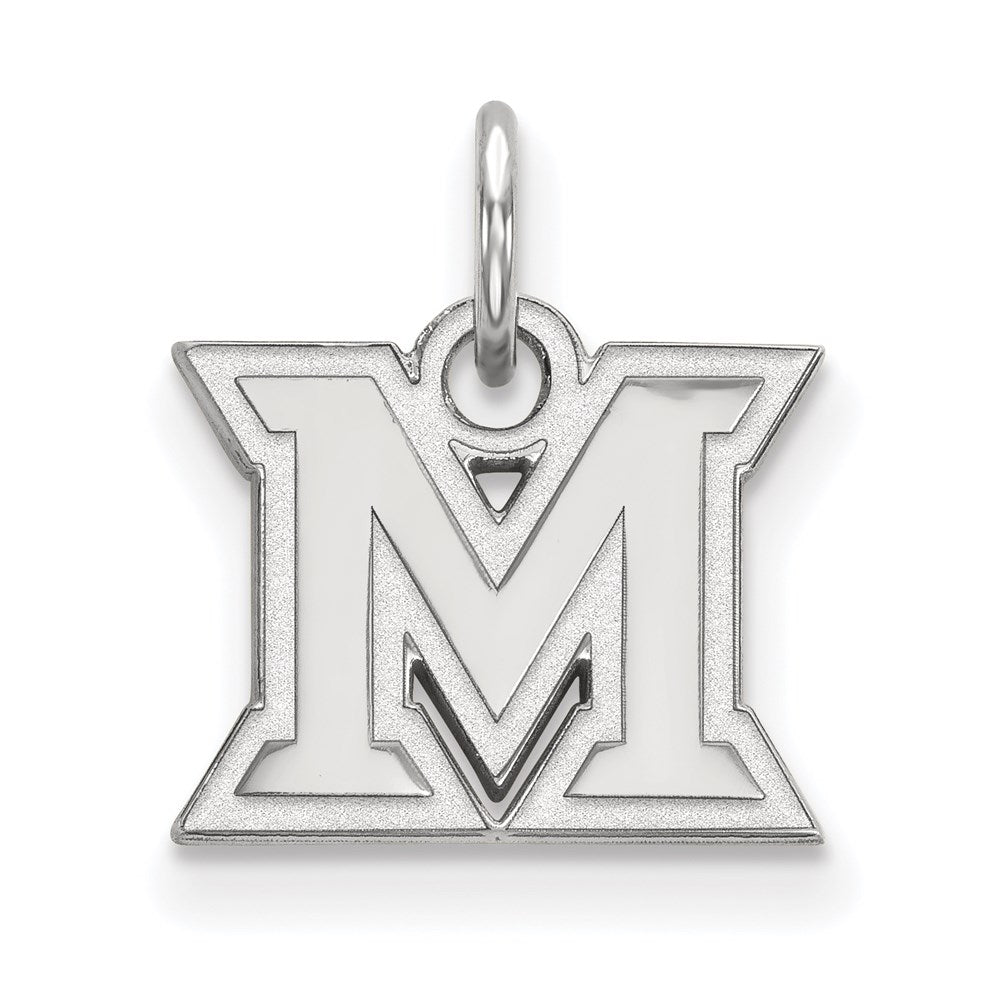 10k White Gold LogoArt Miami University Ohio Letter M Extra Small Pendant