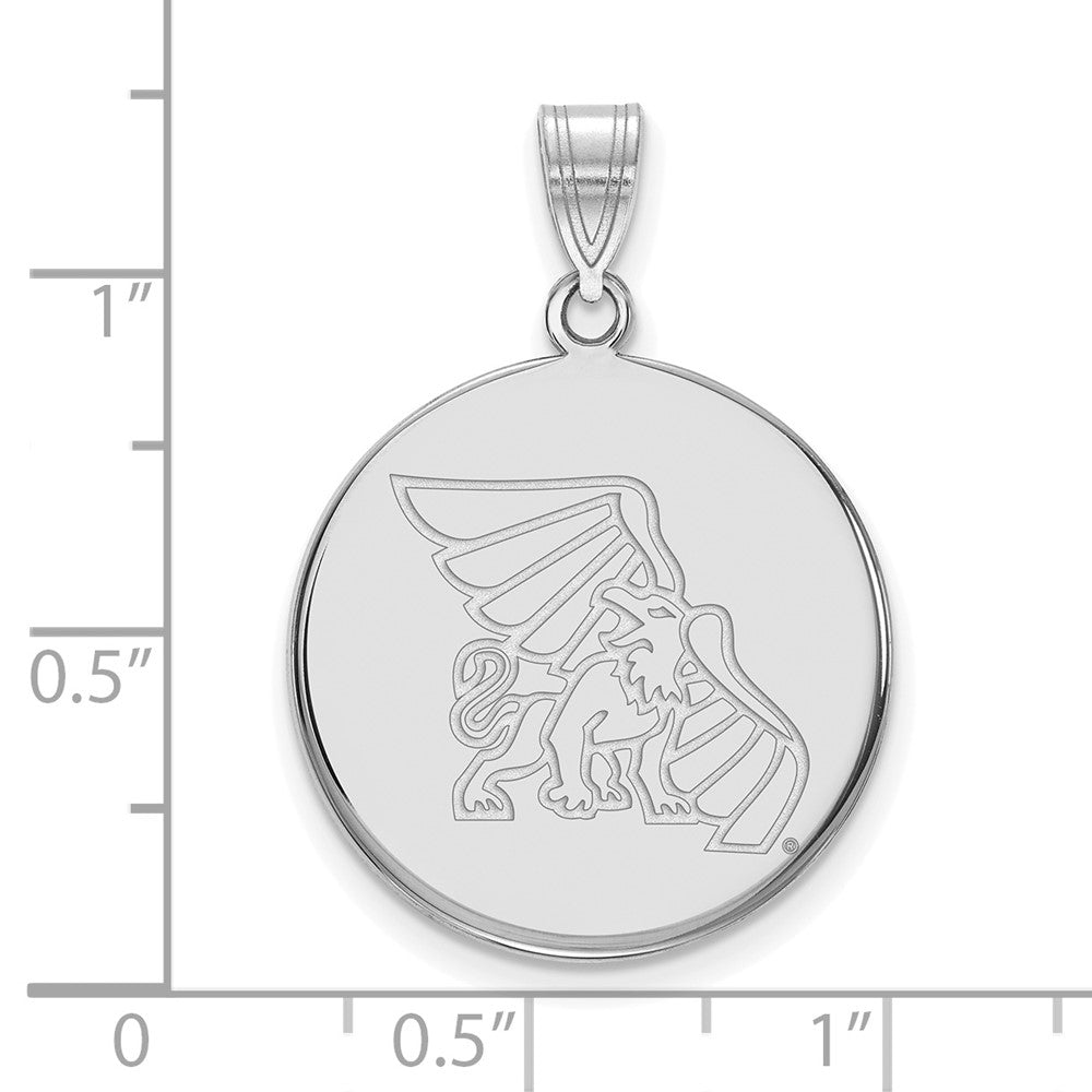 Sterling Silver Rhodium-plated LogoArt Missouri Western State University Griffon Large Disc Pendant