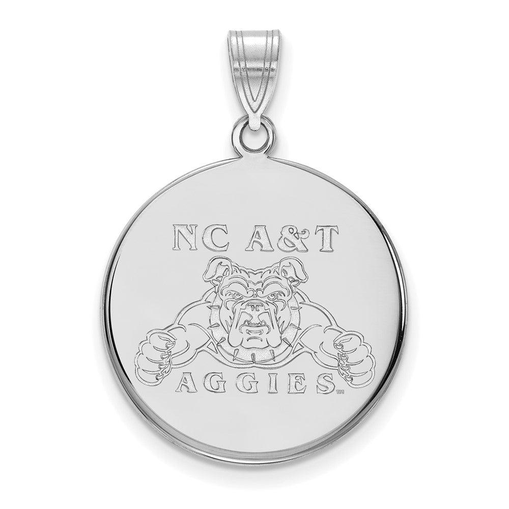 14k White Gold LogoArt North Carolina A and T Aggies Large Disc Pendant
