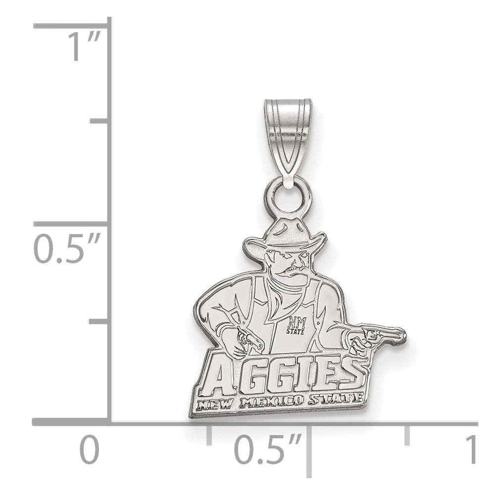 Sterling Silver Rhodium-plated LogoArt New Mexico State University Aggies Small Pendant