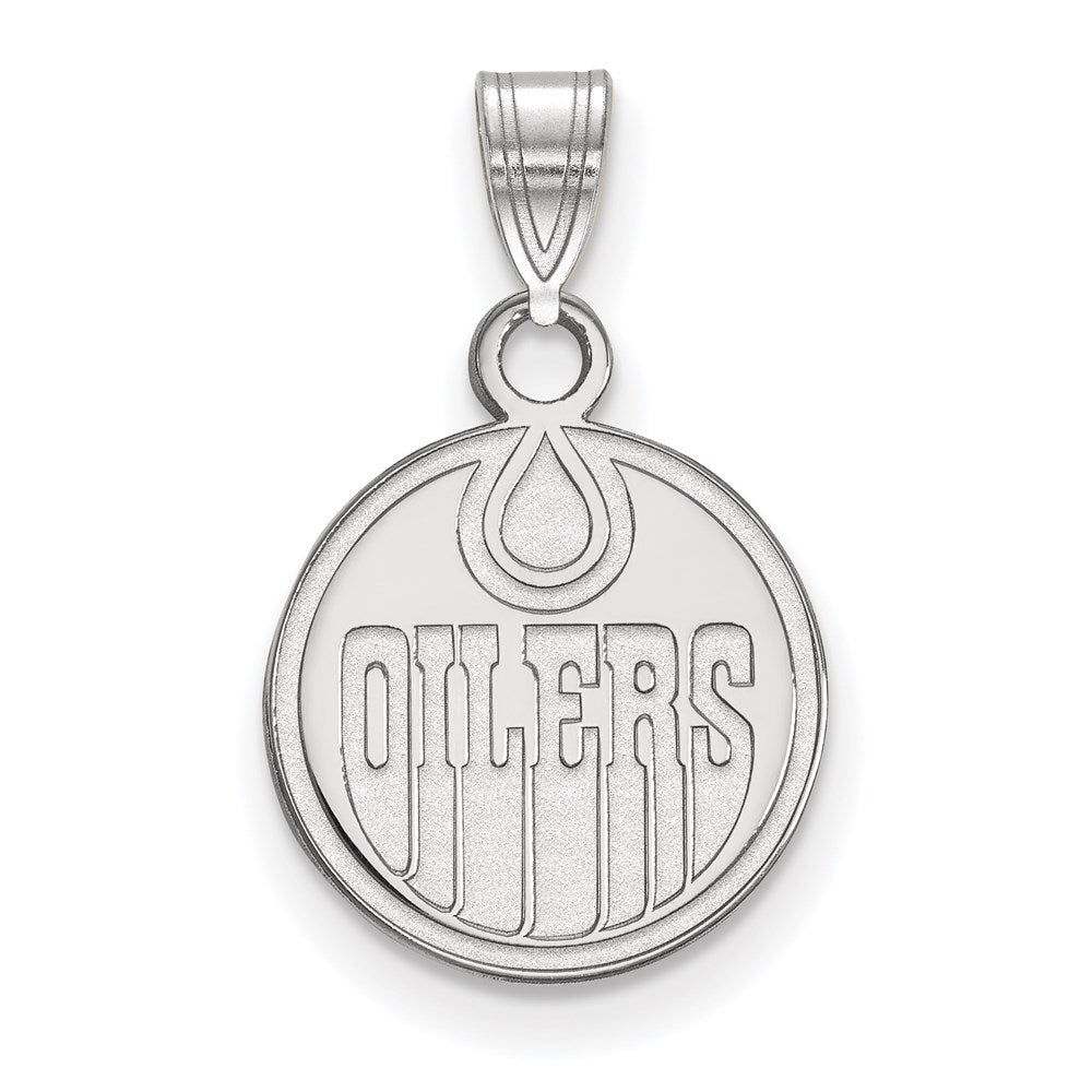 Sterling Silver Rhodium-plated NHL LogoArt Edmonton Oilers Small Pendant