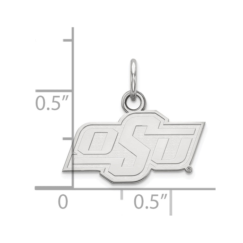 10k White Gold LogoArt Oklahoma State University O-S-U Extra Small Pendant