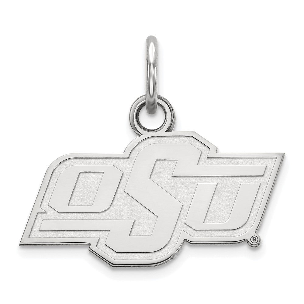 Sterling Silver Rhodium-plated LogoArt Oklahoma State University O-S-U Extra Small Pendant