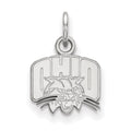 Sterling Silver Rhodium-plated LogoArt Ohio University Extra Small Pendant