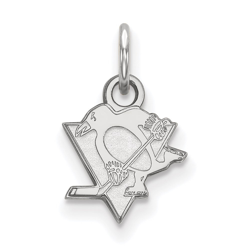 Sterling Silver Rhodium-plated NHL LogoArt Pittsburgh Penguins Extra Small Pendant