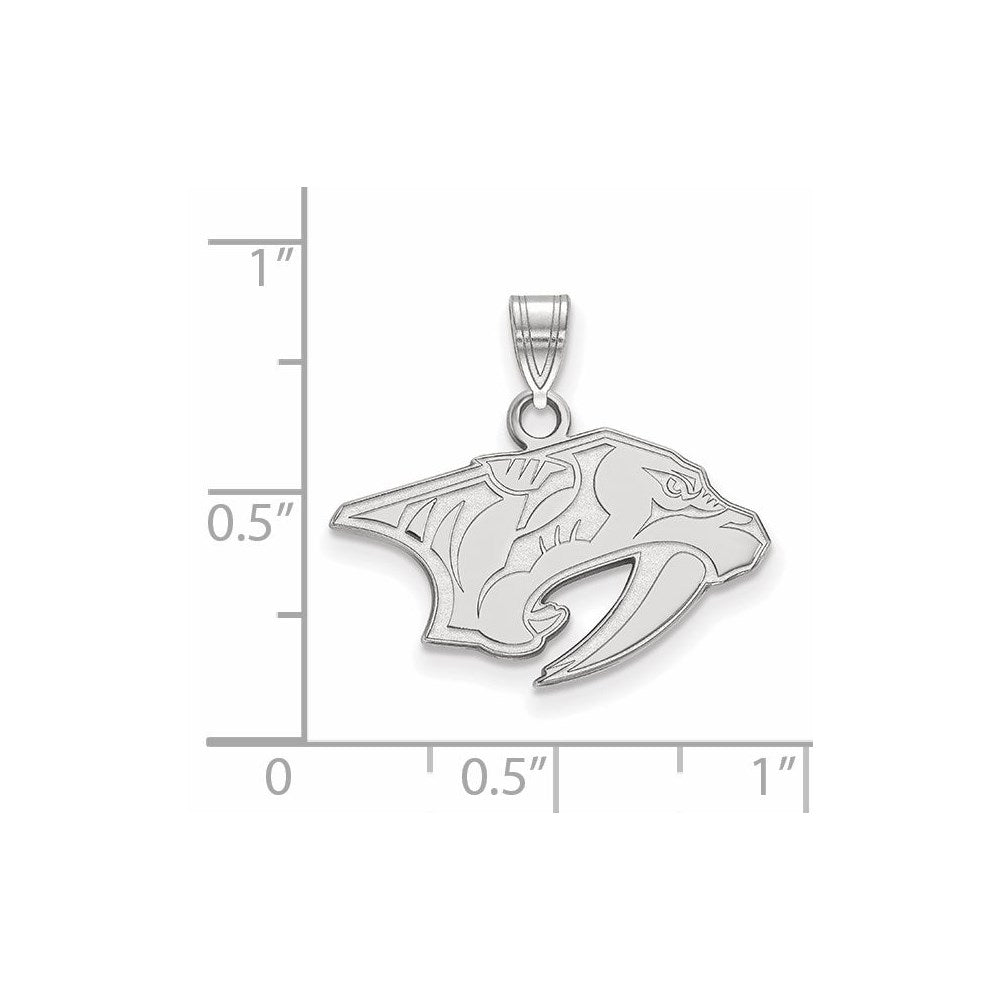 Sterling Silver Rhodium-plated NHL LogoArt Nashville Predators Small Pendant