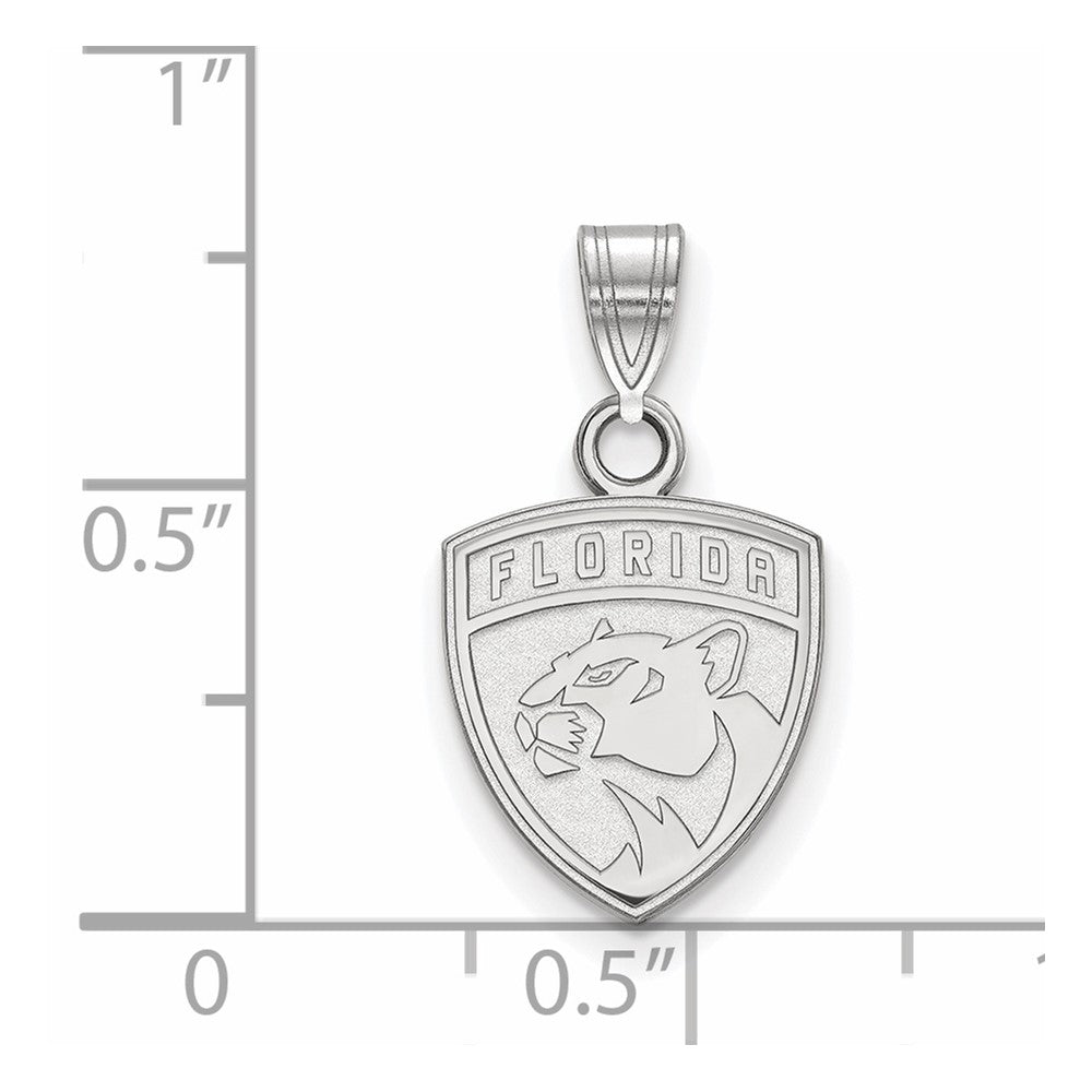Sterling Silver Rhodium-plated NHL LogoArt Florida Panthers Small Pendant
