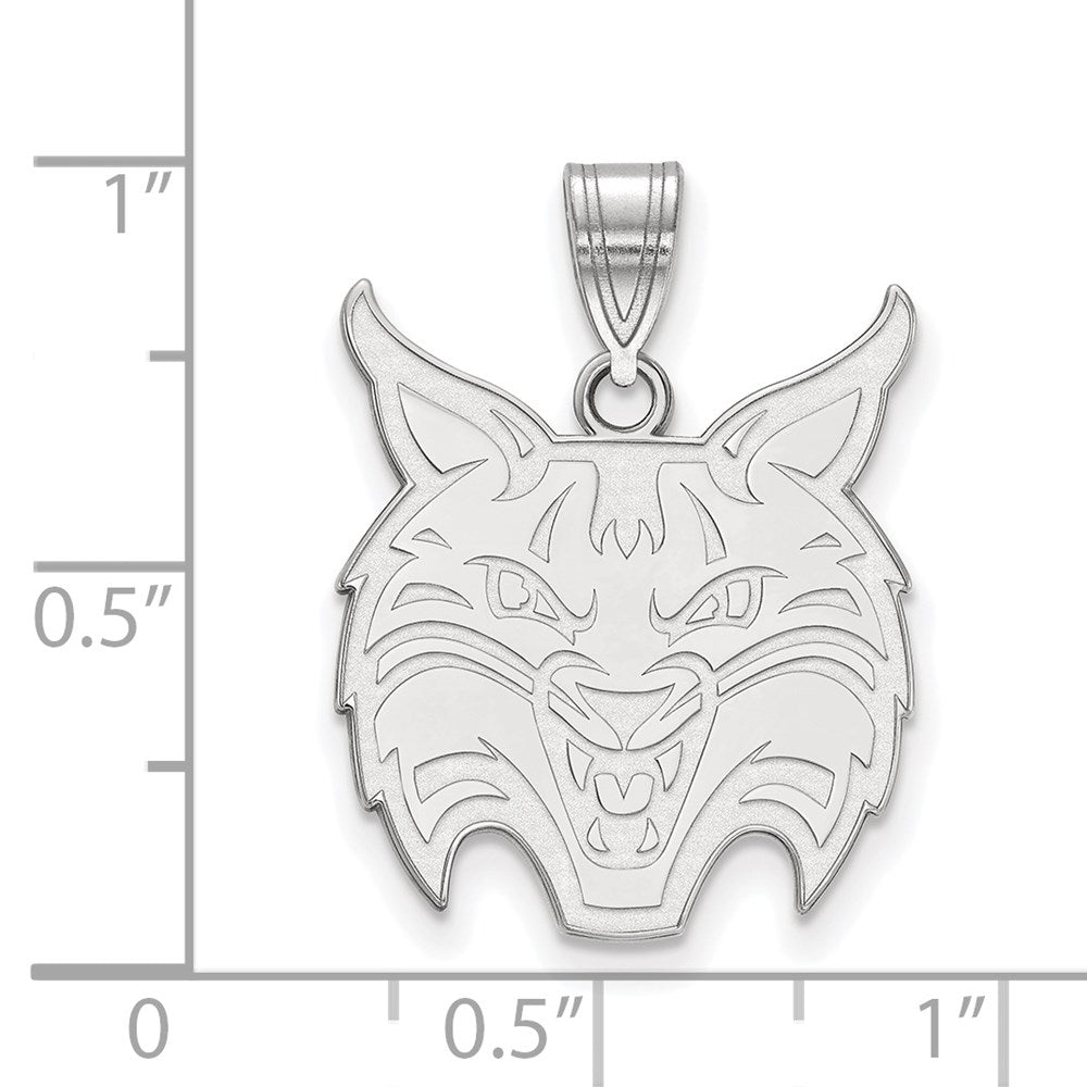 Sterling Silver Rhodium-plated LogoArt Quinnipiac University Bobcat Large Pendant