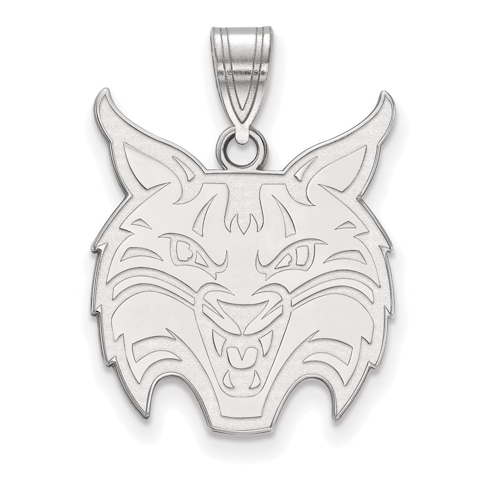 Sterling Silver Rhodium-plated LogoArt Quinnipiac University Bobcat Large Pendant