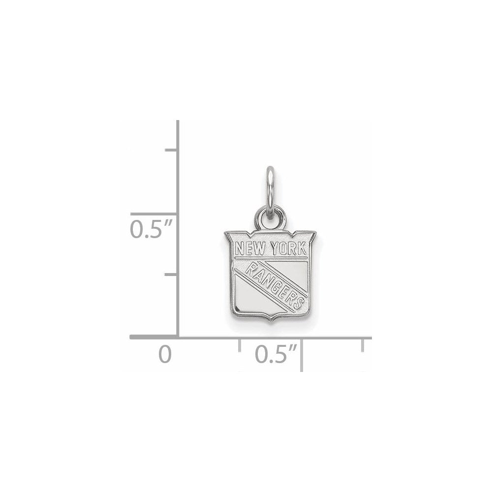 Sterling Silver Rhodium-plated NHL LogoArt New York Rangers Extra Small Pendant