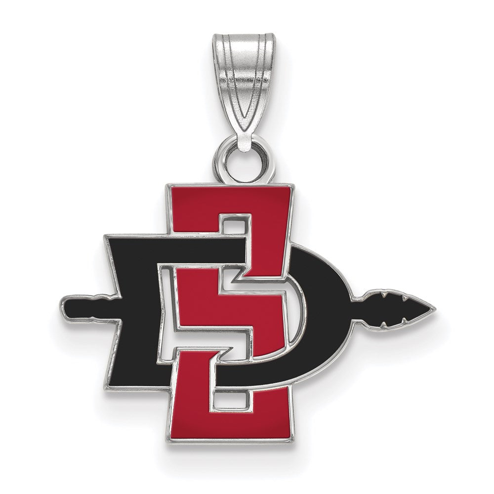 10k White Gold LogoArt San Diego State University Small Enameled Pendant